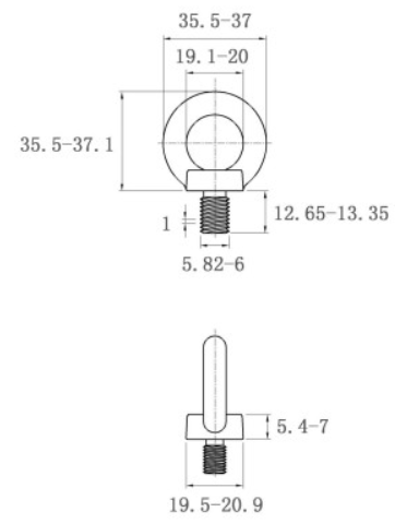 Bản vẽ kỹ thuật Bulong Vòng Thép Mạ Kẽm DIN580 M6x13