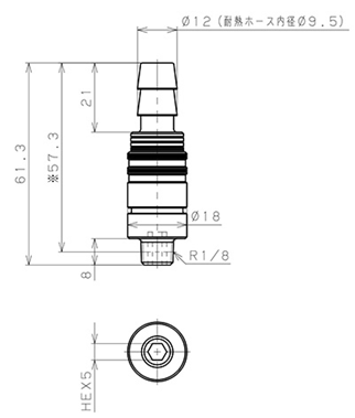 Bản vẽ kỹ thuật Bộ Đầu Ngạnh Nối Ống Dẫn Điều Khiển Nhiệt Độ Khuôn Đúc Dạng Thẳng Pisco AKC10-ID09B01
