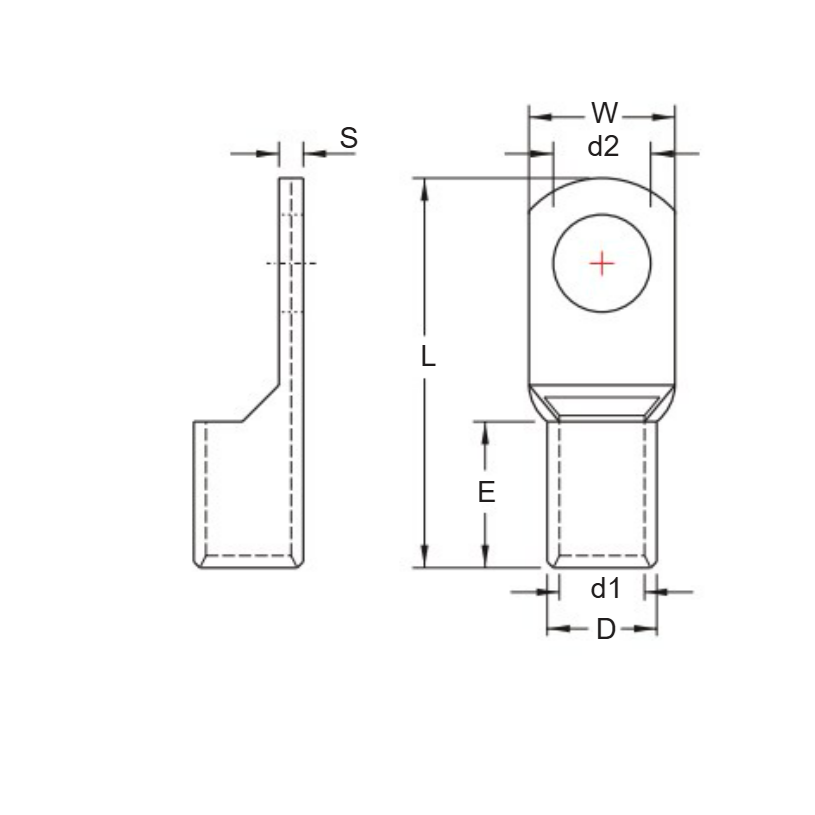 Bản vẽ kỹ thuật Đầu Cosse Đồng Trần 10mm KST TL10-5