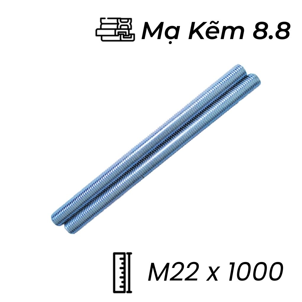 Ty Ren Thép Mạ Kẽm 8.8 M22x1000