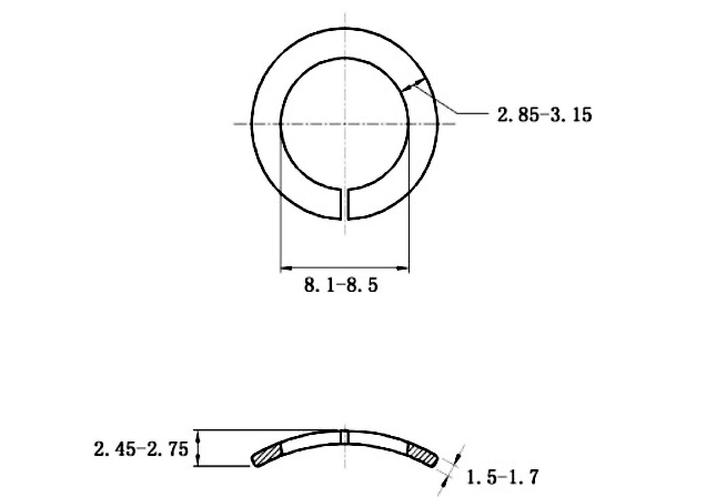 Bản vẽ kỹ thuật Lông Đền Vênh Lượn Sóng Thép Mạ Kẽm DIN128A M8