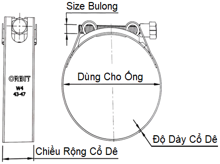 Bản vẽ kỹ thuật Siết Cổ Dê Chịu Tải Nặng Orbit Ống 265-278mm OBHD-278 (Heavy Duty)