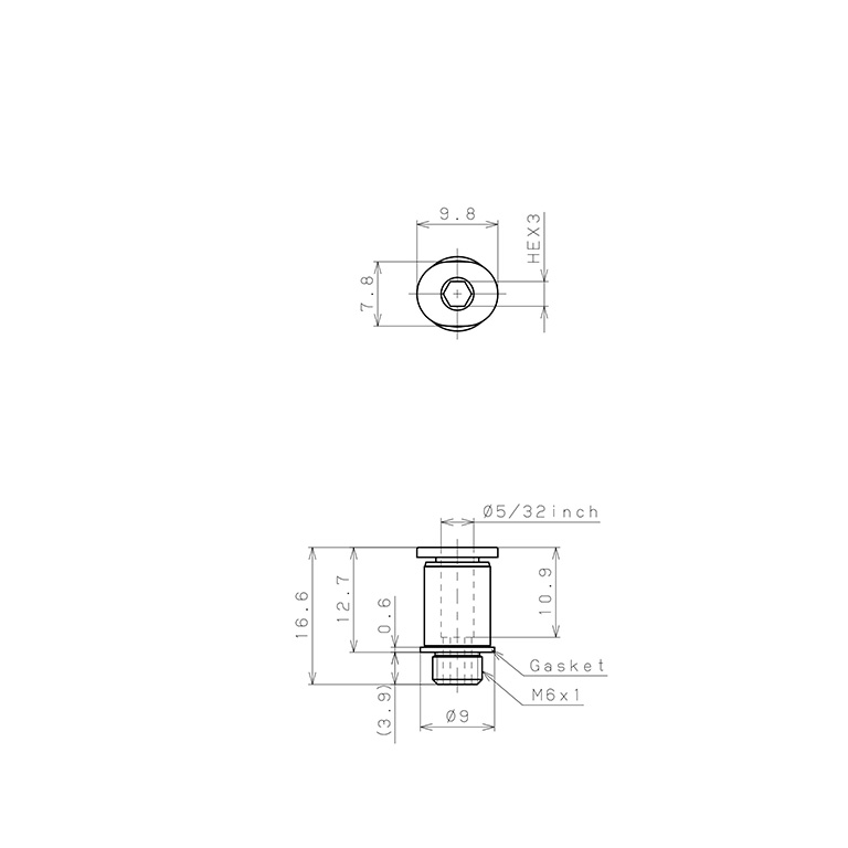 Bản vẽ kỹ thuật Đầu Nối Nhanh Khí Nén Dạng Thẳng Ren Ngoài Pisco POC5/32-M6M