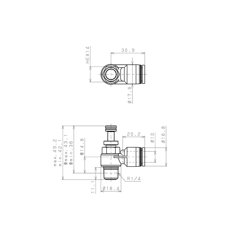 Bản vẽ kỹ thuật Van Tiết Lưu Khí Nén Chân Kim Pisco JNC10-02-C