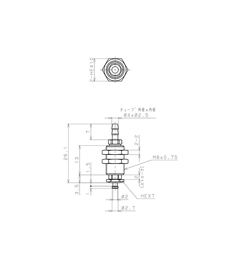Bản vẽ kỹ thuật Bộ Nấm Hút Chân Không Và Giá Đỡ, Silicone Dẫn Điện, O.D 3 mm, Pisco VPMC3-2RMSE-4B