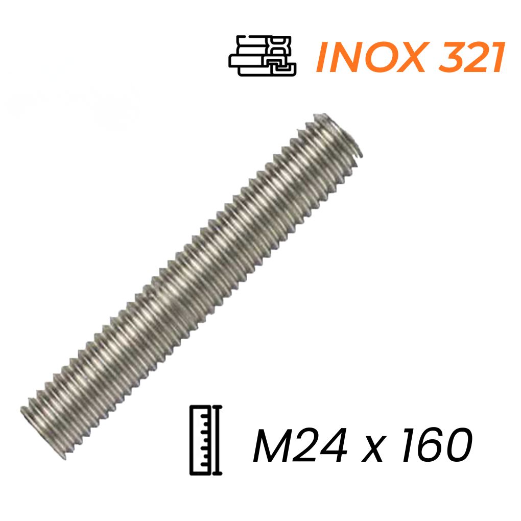 Bulong Inox 321 DIN933 M24x160