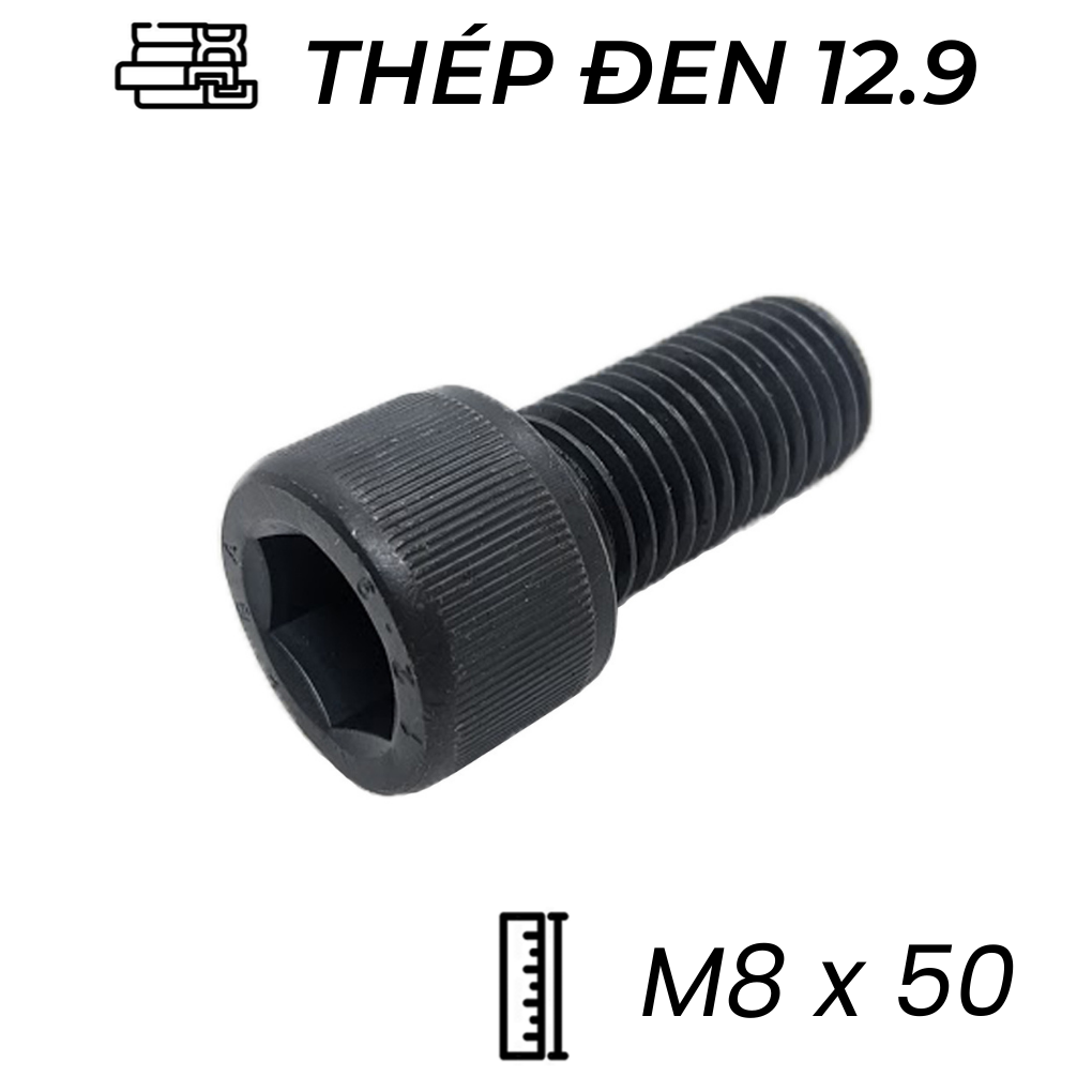 Lục Giác Chìm Đầu Trụ Thép Đen 12.9 DIN912 M8x50