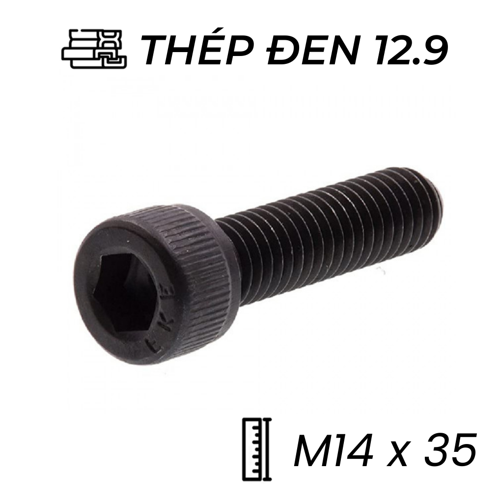 Lục Giác Chìm Đầu Trụ Thép Đen 12.9 DIN912 M14x35