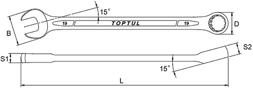 Bản vẽ kỹ thuật Cờ Lê Vòng Miệng 11mm Toptul AAEA1111
