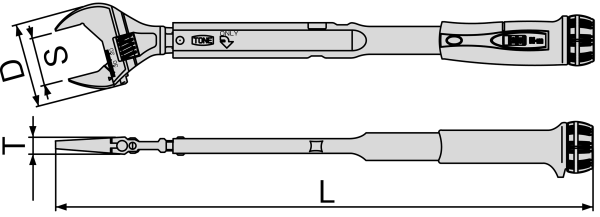 Bản vẽ kỹ thuật Cần Siết Lực Đầu Mỏ Lết 50-150Nm/17-38mm Tone TMWM150