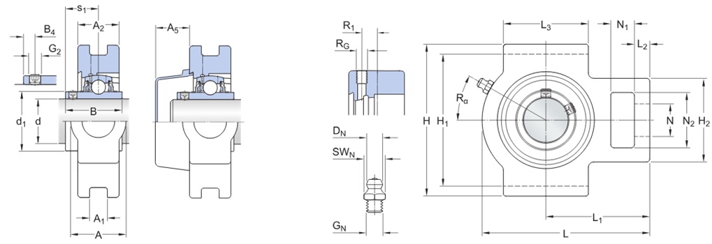 Bản vẽ kỹ thuật Gối Đỡ Vòng Bi SKF UCT 206