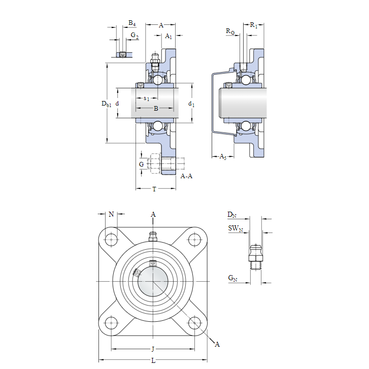 Bản vẽ kỹ thuật Gối Đỡ Vòng Bi SKF UCF 212