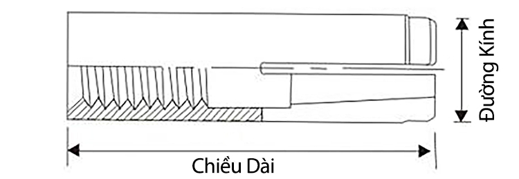 Bản vẽ kỹ thuật Tắc Kê Đạn Thép Mạ Kẽm M8
