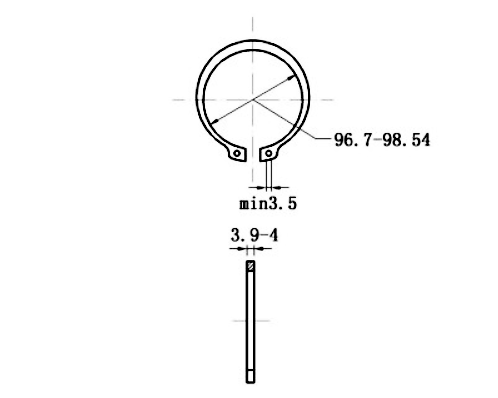 Bản vẽ kỹ thuật Phe Gài Trục Thép 65Mn DIN471 D105x4.0