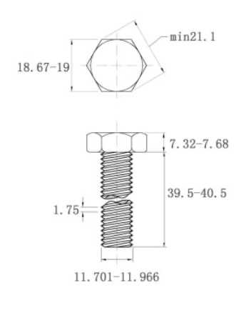 Bản vẽ kỹ thuật Bulong Inox 304 DIN933 M12x40