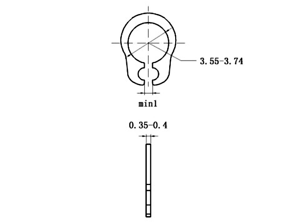 Bản vẽ kỹ thuật Phe Gài Trục Thép 65Mn DIN471 D4x0.4