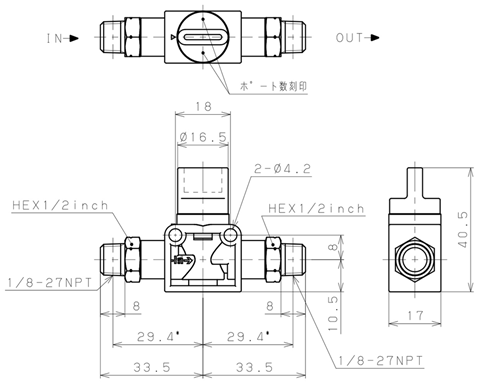 Bản vẽ kỹ thuật Van Tay Khí Nén Pisco HVN1-N1U