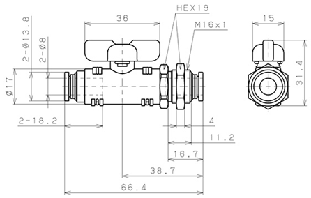 Bản vẽ kỹ thuật Van Bi Khí Nén, Loại 20 & 60 Pisco BVM20-0808