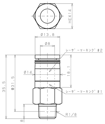 Bản vẽ kỹ thuật Van Khí Nén Một Chiều  Pisco CVPC8-01A