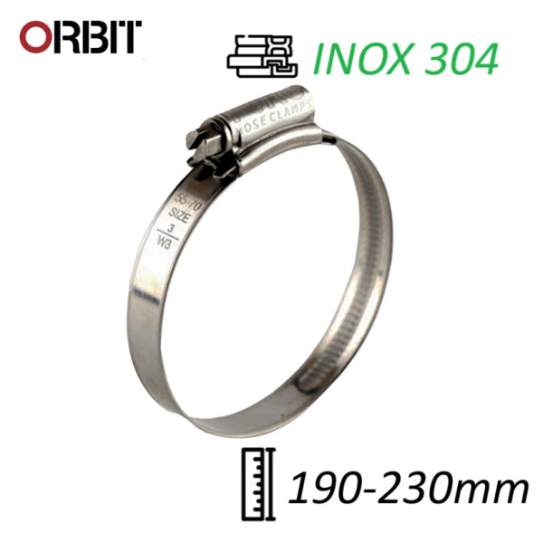 Đai Siết Cổ Dê Inox 304 - Orbit Dùng Cho Ống 190-230mm