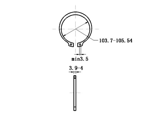 Bản vẽ kỹ thuật Phe Gài Trục Thép 65Mn DIN471 D112x4.0