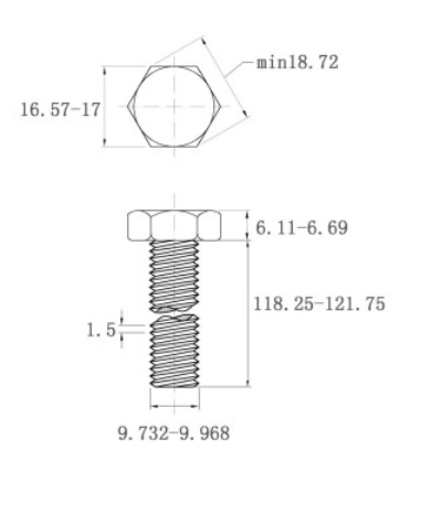 Bản vẽ kỹ thuật Bulong Nhúng Nóng 8.8 DIN933 M10x120