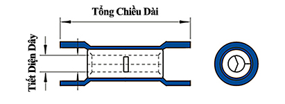 Bản vẽ kỹ thuật Đầu Cosse Nối Thẳng Cách Điện 1 mm2 KST BV1 Màu Đỏ