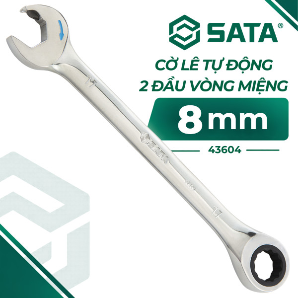 Cờ Lê Tự Động 2 Đầu Vòng Miệng 8 mm SATA 43604