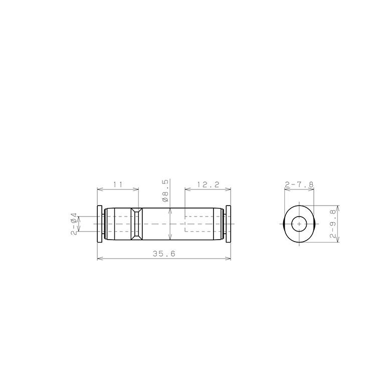 Bản vẽ kỹ thuật Đầu Nối Nhanh Khí Nén Dạng Thẳng Có Van Tự Ngắt Pisco PSU4M