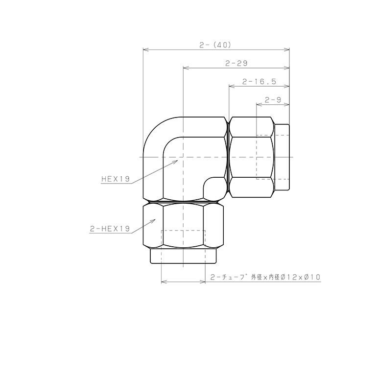Bản vẽ kỹ thuật Đầu Ngạnh Nối Ống Có Đai Ốc Xiết Dạng Cong 90° Pisco NSV1210