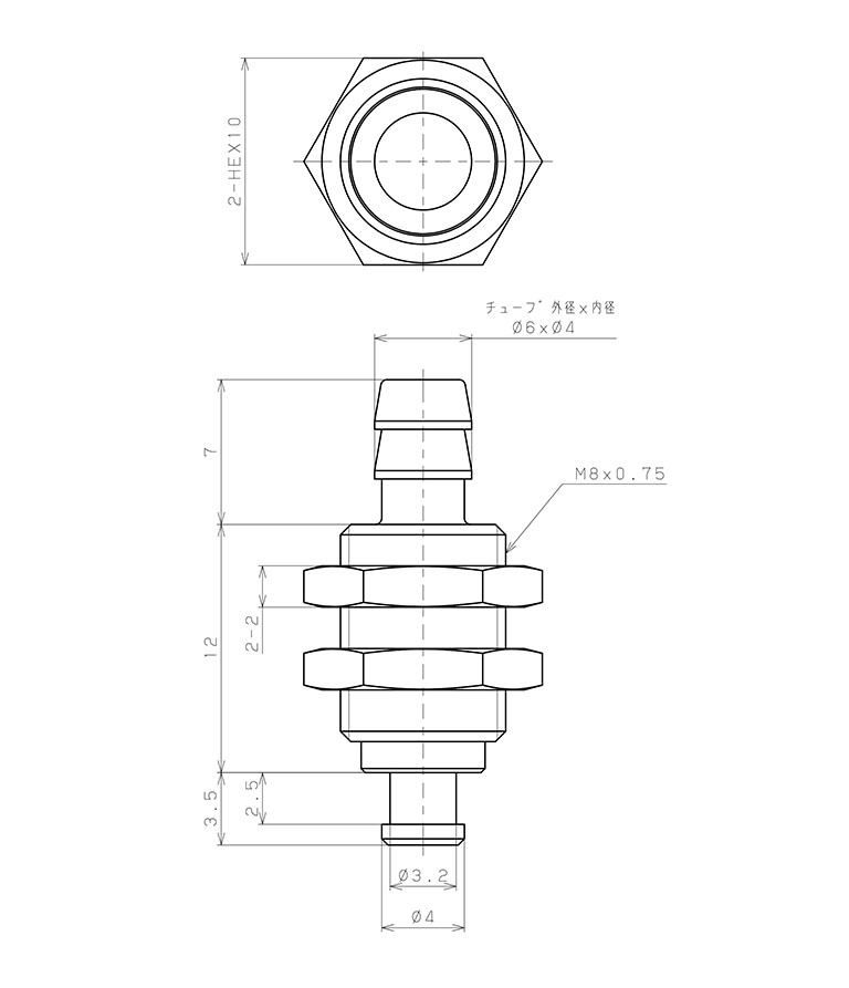 Bản vẽ kỹ thuật Bộ Nấm Hút Chân Không Và Giá Đỡ, Cao Su Nitrile (NBR), O.D 6 mm, Pisco VPA6RN-6B