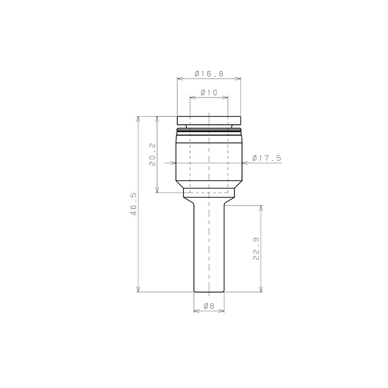 Bản vẽ kỹ thuật Đầu Nối Nhanh Khí Nén Giữa Ống Khí Và Fitting Dạng Nối Giảm Pisco PGJ8-10W