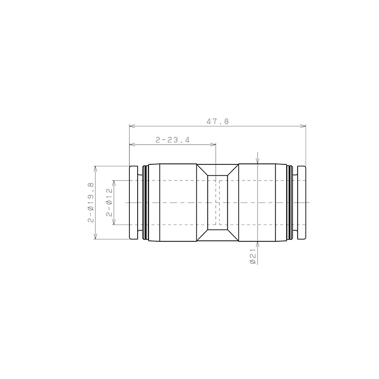 Bản vẽ kỹ thuật Đầu Nối Nhanh Khí Nén Dạng Thẳng Pisco PU12W-C