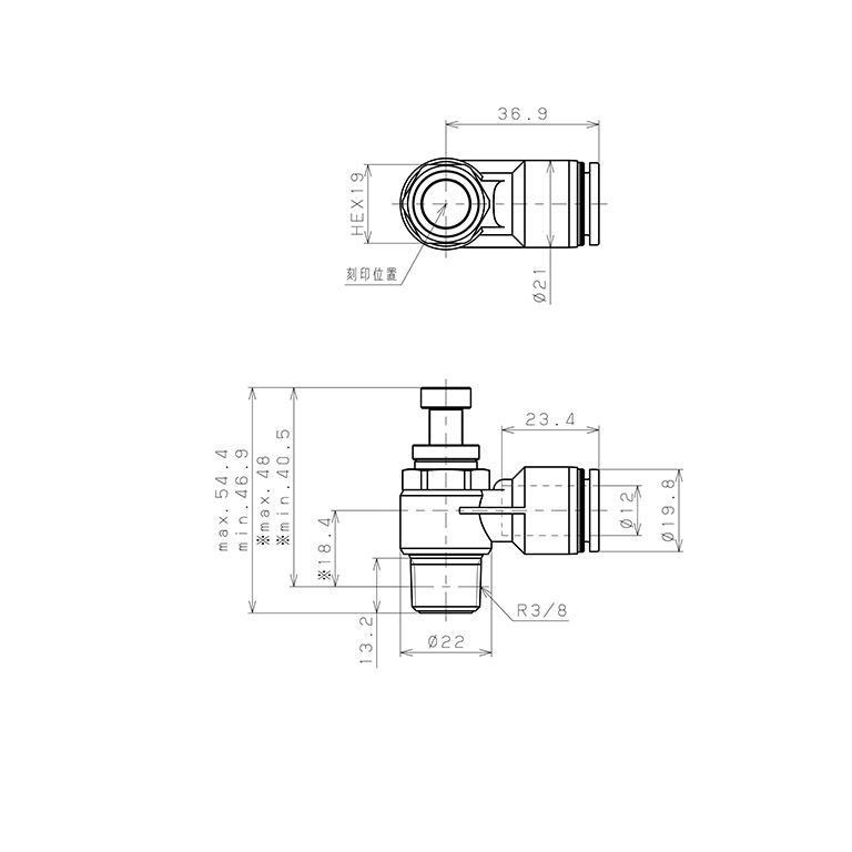 Bản vẽ kỹ thuật Van Tiết Lưu Khí Nén Pisco JSC12-03A-C