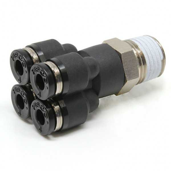 Đầu Nối Nhanh Khí Nén Dạng Chữ Y Bốn Nhánh Ren Ngoài Pisco PRX4-02