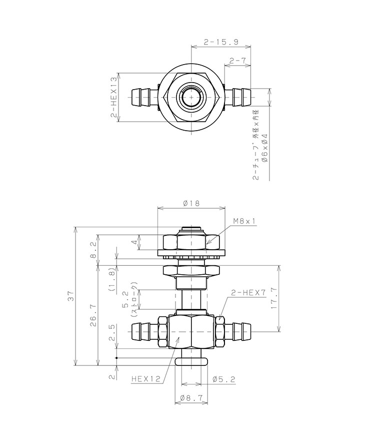 Bản vẽ kỹ thuật Giá Đỡ Nấm Hút Chân Không Có Lò Xo, Pisco VPHDW-T15-5-6B