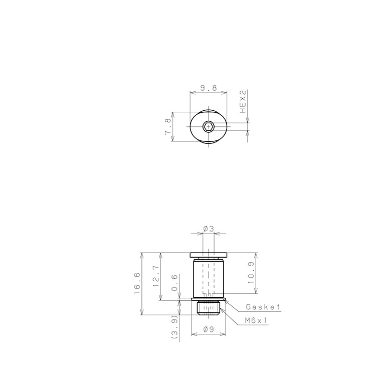 Bản vẽ kỹ thuật Đầu Nối Nhanh Khí Nén Dạng Thẳng Ren Ngoài Pisco POC3-M6M