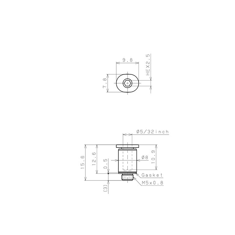 Bản vẽ kỹ thuật Đầu Nối Nhanh Khí Nén Dạng Thẳng Ren Ngoài Pisco POC5/32-M5M