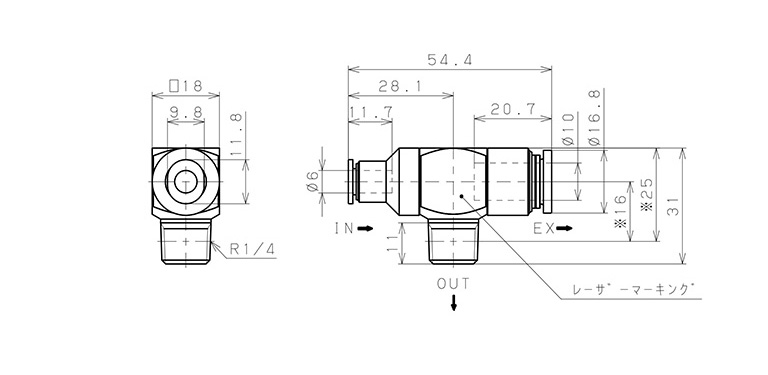 Bản vẽ kỹ thuật Van Xả Nhanh Khí Nén Pisco EQ02-C06P02C10