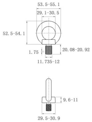 Bản vẽ kỹ thuật Bulong Vòng Thép Mạ Kẽm DIN580 M12x20.5