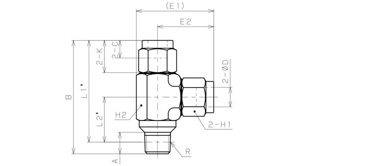 Bản vẽ kỹ thuật Đầu Ngạnh Nối Ống Có Đai Ốc Xiết Dạng Chữ T Ren Ngoài Pisco NSD0420-01-TP