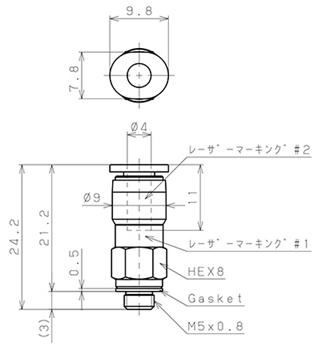 Bản vẽ kỹ thuật Van Khí Nén Một Chiều  Pisco CVPC4-M5A