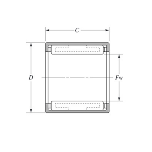 Bản vẽ kỹ thuật Vòng Bi Ly Hợp 1 Chiều 20x26x16 mm NTN HF2016