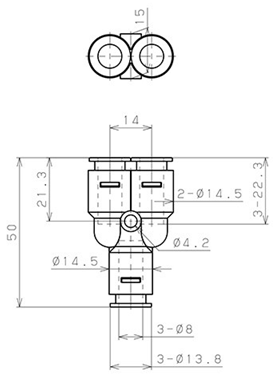 Bản vẽ kỹ thuật Đầu Nối Nhanh Khí Nén Chữ Y Pisco APY8-N-C