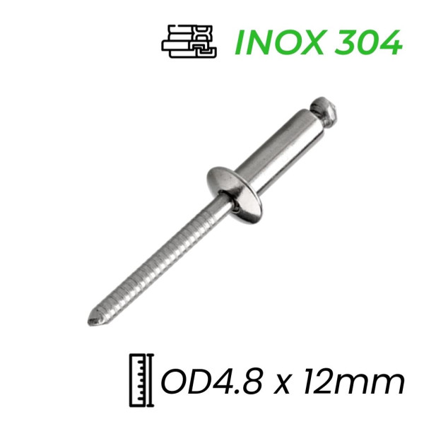 Rivet Inox 304 OD4.8x12mm (100 Cái)