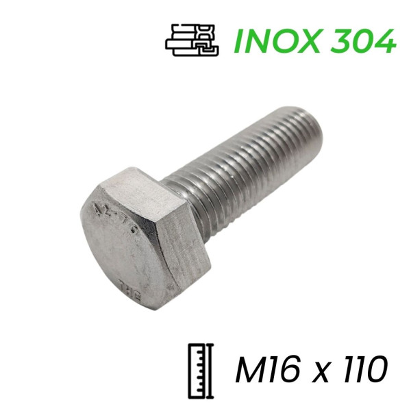 Bulong Inox 304 DIN933 M16x110