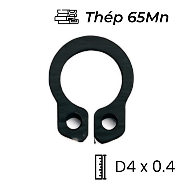 Phe Gài Trục Thép 65Mn DIN471 D4x0.4 (50Cái/Bịch)