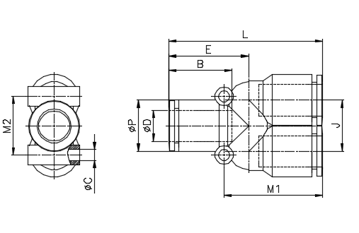Bản vẽ kỹ thuật Đầu Nối Nhanh Khí Nén Chữ Y Ø12mm CDC MPY 12