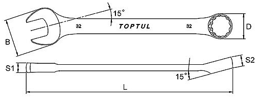 Bản vẽ kỹ thuật Cờ Lê Vòng Miệng 33mm Toptul AAAB3333