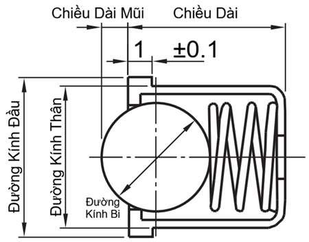 Bản vẽ kỹ thuật Vít Nhún Định Vị, Thân Inox PFSSN6